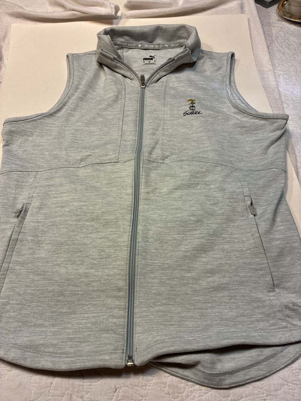 Puma The Schulz Golf Vest Size L Gray Full Zip Peanuts